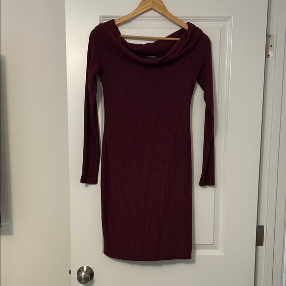 Express Burgundy Long Sleeve Sweater Dress - Picture 1 of 3